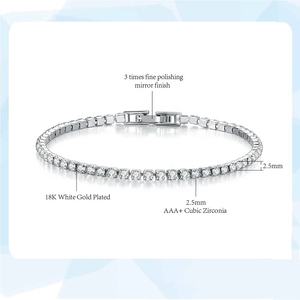 Новая модная геометрическая браслет-цепочка из латуни с цирконами (2.5мм, 3мм, 4мм, 5мм), серебряного и розового золотого цвета, для женщин и мужчин - Product Image 6