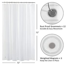 Cortina de <span class=keywords><strong>ducha</strong></span> de peva esmerilada con imán, venta al por mayor, <span class=keywords><strong>ya</strong></span> hechas - Product Image 3