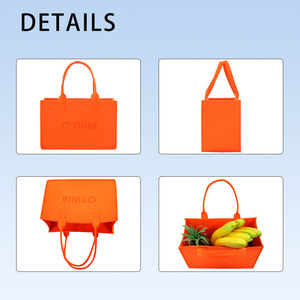 กระเป๋าโท้ทผ้าสักหลาดสำหรับเดินทางแบบนำกลับมาใช้ใหม่ได้,กระเป๋าซื้อของขวัญแบบพกพากระเป๋าแฮนด์เมดสำหรับผู้หญิงสุดหรูรีไซเคิลพร้อมพิมพ์โลโก้ - Product Image 3