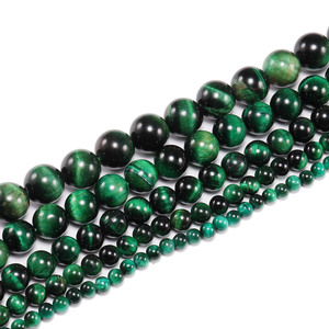Cuentas sueltas redondas de ojo de tigre verde y negro natural para la fabricación de joyas de 6mm 8mm 10mm 12mm 14mm - Product Image 2