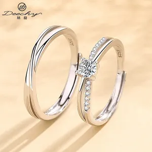 Couples Rings 925 Sterling Silver Single Diamond Men And Women Love For Life Engagement Rings Fashion Jewelry Couples Rings