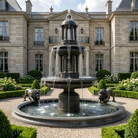 Fontaine à colonnades européennes à niveaux en bronze, Fourniture directe usine, Fontaine-pavillon en bronze patiné vintage avec statue pour manoir de luxe et parc