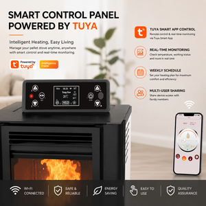 Stufa a Pellet WiFi Portatile dal Design Moderno, Caminetto Indipendente in Metallo con Telecomando e Accessori Inclusi - Product Image 6