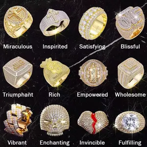 RTS Hip Hop Jewelry Mossanite Star Ring 925 Sterling Silver Ring For Men Women VVS Lab Moissanite Diamond Cuban Ring