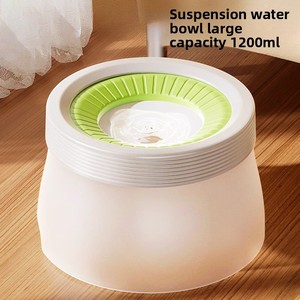 Bol à eau pour animaux de compagnie bicolore <span class=keywords><strong>blanc</strong></span> et vert, anti-déversement, avec anneau en silicone côtelé, étanche, flottant, pour chat et chien - Product Image 5