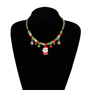 Collar con colgante de muñeco de nieve con campana de Navidad de aleación de moda, Gargantilla con cuentas para mujer, regalo de fiesta de vacaciones, <span class=keywords><strong>intercambio</strong></span> y vacaciones de invierno - Product Image 2