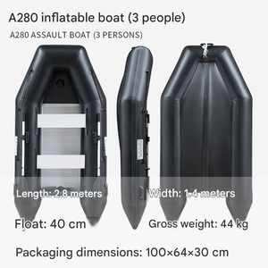 Bateau pneumatique rigide professionnel pour 4 à 6 personnes, en PVC renforcé de Kevlar, noir, adapté à la pêche, aux activités de plein air et à un usage familial - Product Image 2