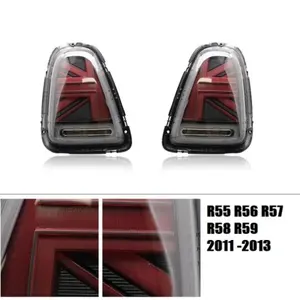 Lampu ekor LED rakitan cocok untuk Mini Cooper 2007-2013 Hatchback R55 R56 R57 R58 R59 Union Jack lampu belakang dengan lampu Sequential