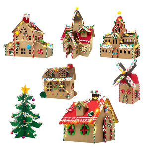 MILI enfants haute qualité carton assembler Puzzle jouet créatif à la main bricolage artisanat Kit village de noël maisons en papier - Product Image 1