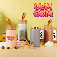 Botol Vakum Mini 280ml, Botol Air Stainless Steel 304 dengan Tutup Motif Kayu, Mug Kopi Terisolasi Portabel, Hadiah Perjalanan