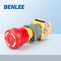 BENLEE Bouton poussoir d'arrêt d'urgence en métal rouge champignon 22 mm 10A IP40 380V 1NO1NC