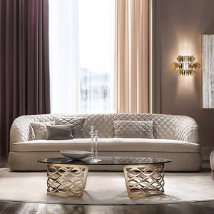 Canapé individuel de style italien - Fauteuil de détente luxueux et confortable avec tissu à motif losanges créatif pour salon - Product Image 4