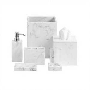 Ensemble de six ensemble de salle de bain de couleur blanche en marbre taille et forme personnalisées ensemble de bain pour hôtel et maison salle de bain - Product Image 1