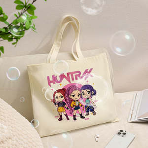 1 Sac fourre-tout en toile écologique Huntrix Devil Hunter, impression, utilisation quotidienne, sac à bandoulière personnalisé <span class=keywords><strong>pour</strong></span> femmes, voyage, réutilisable - Product Image 3