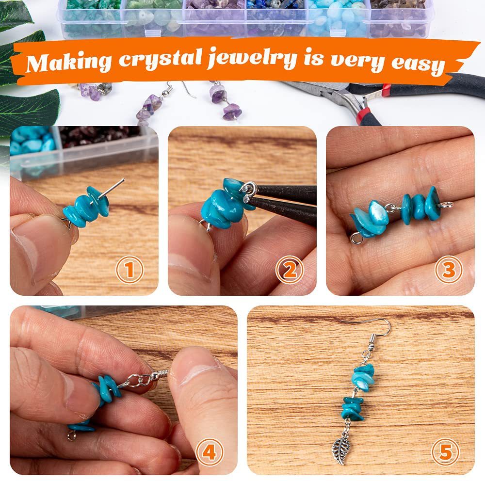 DIY Jewelry Making Tools Kit Colorful Natural Stone Crystal Beads Set for Bracelets/Earrings