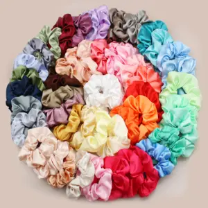 Jachon moda donna accessorio fascette elastiche per capelli sfuse personalizzate 56 fasce per capelli in raso solido ragazze Scrunchies per capelli in seta all'ingrosso