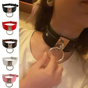 HY jinlong estilo punk gótico cuero anillo collar personalidad salvaje collar cuello cadena