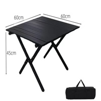 Table de camping pliante portable avec plateau en aluminium et pieds en fer, imperméable, gain de place, sac de rangement inclus pour mobilier d'extérieur, plage, maison