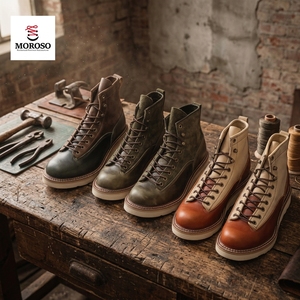 British Style Retro Work <strong>Clothes</strong> and High-Top Leather <strong>Boots</strong> for Men Genuine Leather Lining for Hunting - Product Image 5