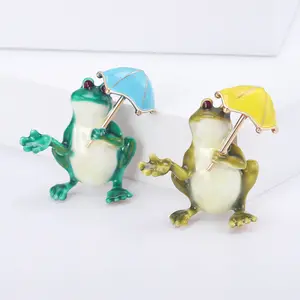 Fashion Jewelry Shirts Sweater Coats Pins Brooch Cute Animal Badge Alloy Enamel Frog Brooch Pin For Women Men