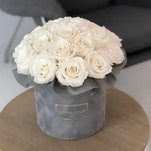 사용자 정의 디자인 높은 벨벳 보존 장미 사랑 꽃 꽃다발 상자 포장 꽃 배송 장미 꽃 상자