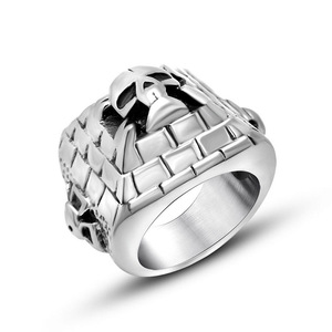 Retro Skull Face <b>Titanium</b> Steel <b>Ring</b> Men's Jewelry SA597 Geometric Pattern Gift - Product Image 5