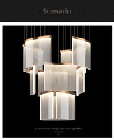 Grand lustre, luminaire moderne en acrylique, style nordique créatif pour escalier, villa, lustre de luxe évidé pour escalier