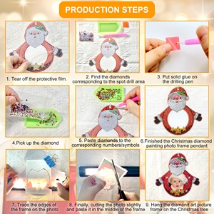 Noël diamant peinture cadre Photo diamant Art Kits suspendus ornement enfants artisanat cadre photo pour les <span class=keywords><strong>d</strong></span>écorations <span class=keywords><strong>d</strong></span>'<span class=keywords><strong>hiver</strong></span> - Product Image 4