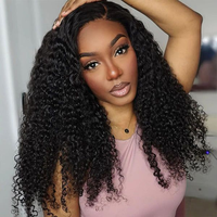 Perruque frontale en dentelle 5*5 en gros, densité 210%, 100% cheveux humains brésiliens, pré-épilée, bouclée crépue, pour femmes noires