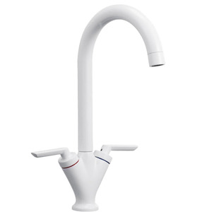 Mitigeurs d'évier <span class=keywords><strong>de</strong></span> cuisine <span class=keywords><strong>Bec</strong></span> pivotant monobloc en laiton chromé à double levier avec tuyaux Mitigeurs <span class=keywords><strong>de</strong></span> cuisine traditionnels - Product Image 3