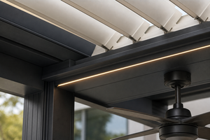 Pérgola moderna RKOVE RK-C3 4*6 con techo de lamas motorizadas, luz LED y ventilador de techo, gazebo de jardín para patio. - Product Image 2