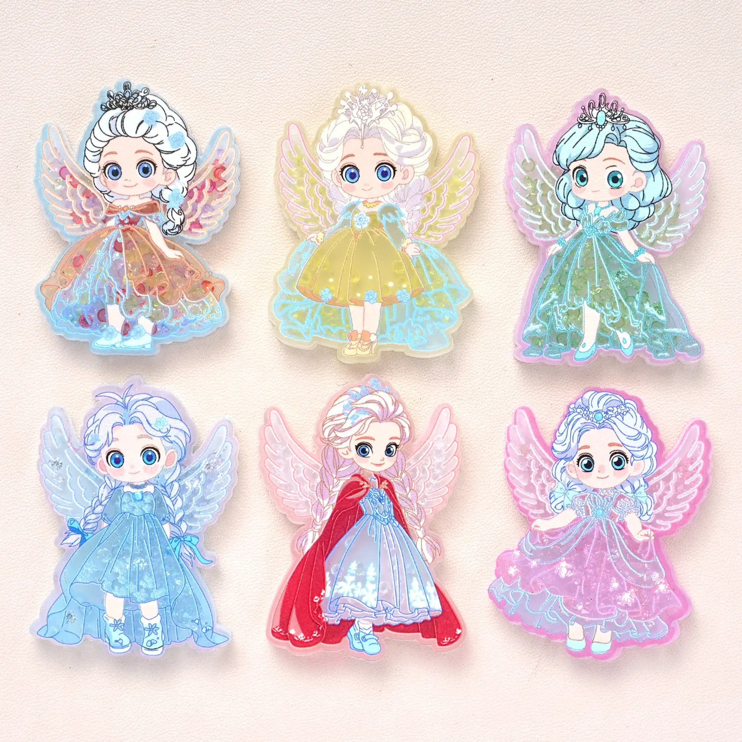 Hot Selling Angel Prinses Acryl Shake Sheet Bedels Cartoon Ambachten Voor Koelkast Magneet Tas Opknoping Hanger Diy Party Decor