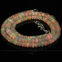 Collar de Plata con Cuentas de Ópalo Etíope, Gema Natural de Piedra Auténtica, Cadena de Eslabones Chapada en Oro Rosa, Regalo Moderno para Fiesta de Compromiso