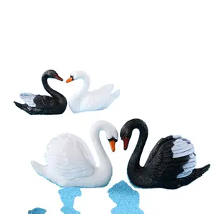 2 пары черных и белых лебедей животных бонсай