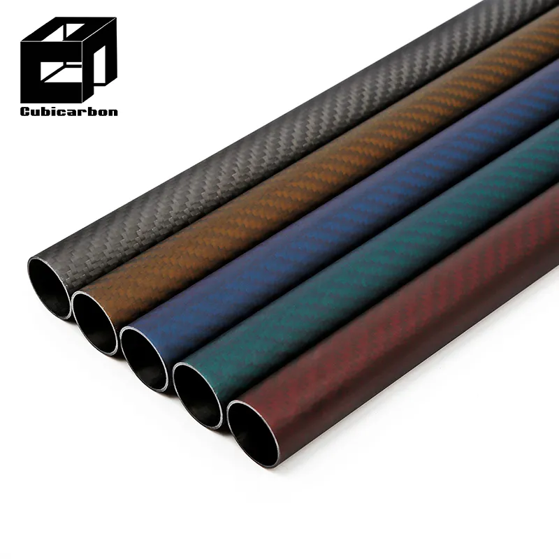 Özelleştirmek renk karbon fiber fabrika üretimi mavi yeşil kırmızı sarı karbon fiber tüp 1000mm 2000mm
