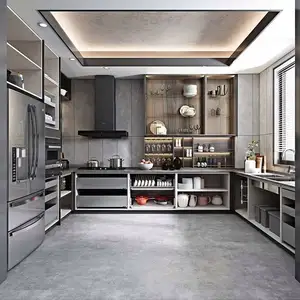Oppein Matte Grey Luxe Franse Zwarte Keuken Unit Smart Moderne Prijs Keukenkast En Oven
