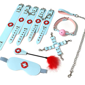 Nurse <b>Bondage</b> <b>Gear</b> 8pcs/set Sex <b>Bondage</b> Leather Handcuffs Whip Rope Adult Sex Products Fro Couples Safe Use - Product Image 6