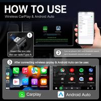 Adaptateur sans fil Android Auto et CarPlay ultra-mini 2 en 1, WiFi 5,8 GHz, Bluetooth 5,4, connexion automatique en 3 à 5 secondes, câble d'extension USB-C/USB-A