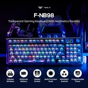 Tastiera Meccanica Wireless AULA F-NB98 Tri-modello 96% ANSI <span class=keywords><strong>US</strong></span> con Display, Batteria da 8000mAh, Hot Swap, RGB, per Gamer - Product Image 3