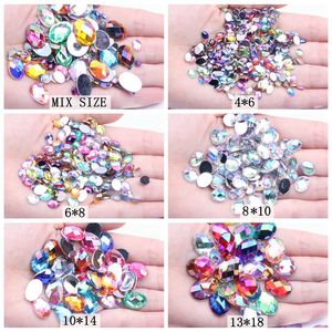 500 pezzi 6x8mm AB Color acrilico cristalli alla rinfusa di forma ovale di terra sfaccettature per unghie - Product Image 4