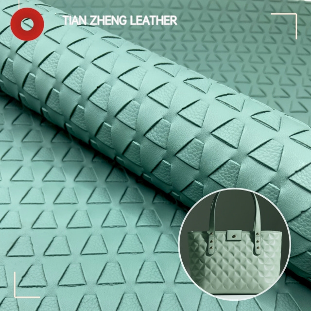 PVC Artificial Synthetic Leather Fabric Embossed Triangular Woven Pattern for Sofa Chair Furniture Decoration Includes Foot Seat