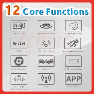 Caméras embarquées OEM Look <span class=keywords><strong>4K</strong></span>, caméra embarquée miroir, grand angle 170 degrés, capteur G, caméra embarquée avec contrôle par application, moniteur de stationnement, caméra embarquée avec objectif <span class=keywords><strong>Sony</strong></span> - Product Image 4
