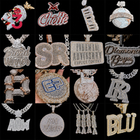 Collier personnalisé Hip Hop en argent 925 avec pendentif lettre Double R serti de diamants baguette et de moissanite VVS, style Iced Out