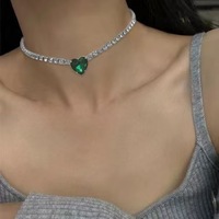 Collier en alliage de zircon émeraude étincelant de luxe, tendance et très vendu, accessoires de robe