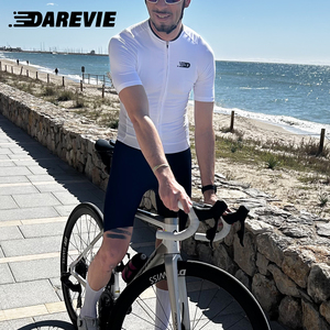 Darevie Cycling Jersey Men White Short Sleeve High Elastic Tight Pro Fabric Road <strong>Mountain</strong> <strong>Bike</strong> <strong>Top</strong> Quick Dry - Product Image 4