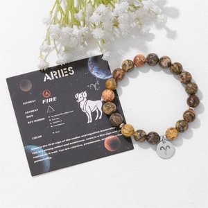 Bracelet en Pierre Œil de Tigre Naturelle, Pendentif Signe Astrologique en Acier Inoxydable, Bracelet Élastique Perlé, Bijou <span class=keywords><strong>Horoscope</strong></span> pour Hommes et Femmes, Cadeau - Product Image 3