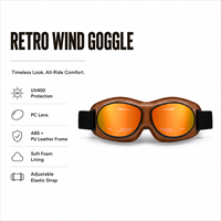 Lunettes de moto rétro en cuir vintage pour casque de moto demi-face de cruiser ou scooter