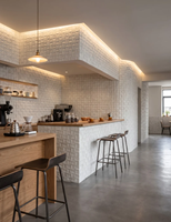Revêtement mural extérieur en travertin mosaïque, vente en gros Chine, OEM, prix bas, carrelage mural flexible en pierre calcaire pour hôtels et villas