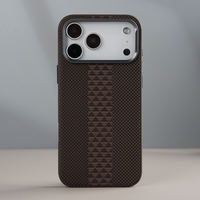 Étui de protection intégral antichoc en cuir PU avec cadre métallique à rayures en fibre pour iPhone 17 Pro Max/16 Pro