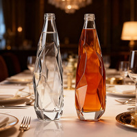 Nouvelle conception unique, bouteille de liqueur en verre transparent, 350 ml, 500 ml, 700 ml, bouteille vide pour vin, vodka, whisky avec bouchon à vis en aluminium